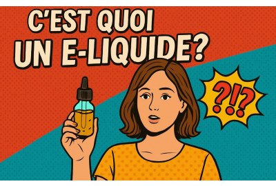 Femme avec flacon de e-liquide qui pose la question : c'est quoi un e-liquide ?