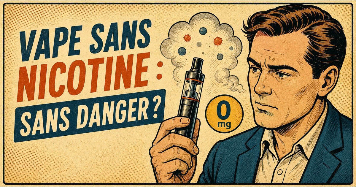 Illustration d’un vapoteur s’interrogeant sur les dangers de la cigarette électronique sans nicotine