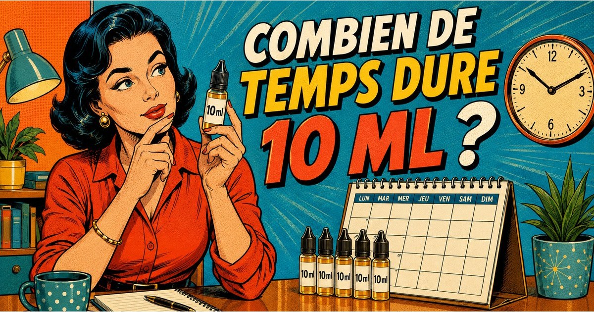 Femme tenant un flacon de 10 ml devant un calendrier pour illustrer sa durée d’utilisation.
