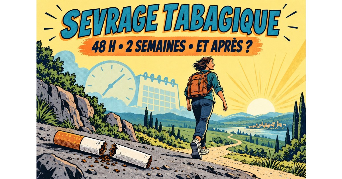 Illustration du parcours du sevrage tabagique sans substitut après 48 heures, deux semaines et au-delà