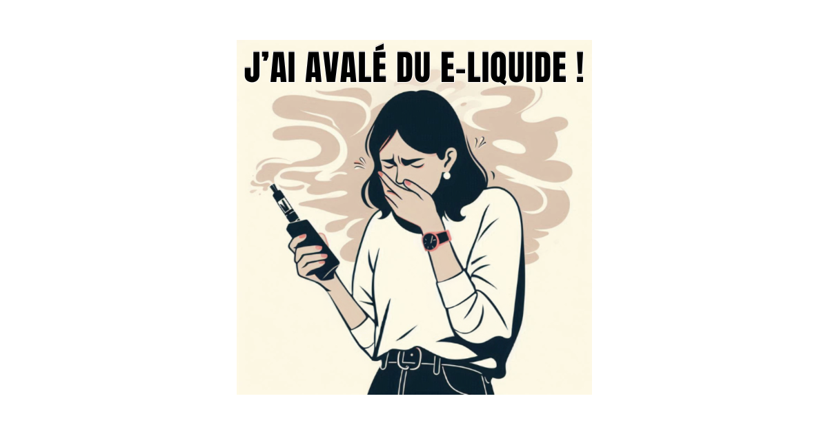 Une femme avec cigarette électronique qui avale du e-liquide
