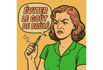 femme qui sent que sa vape a un goût de cramé