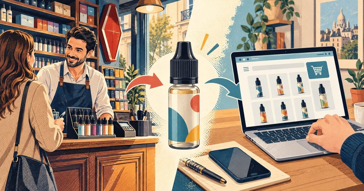 Comparaison de l’achat d’un e-liquide en bureau de tabac et dans une boutique en ligne