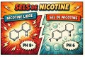 Illustration pédagogique en style bande dessinée expliquant la différence entre la nicotine libre et le sel de nicotine