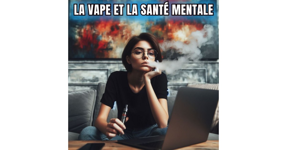 une femme pensive regarde l'ordinateur avec un cigarette électronique