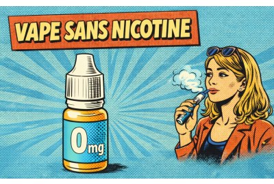 Illustration d’une femme vapotant avec un e-liquide 0 mg sans nicotine.