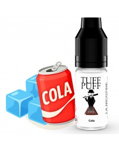 E-liquide Cola Ice TUFF PUFF 10ml, avec une canette rouge de cola et des glaçons, évoquant une saveur cola intense au frais effet glacé.