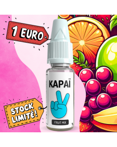 Flacon e-liquide Fruit Mix affiche deux étiquettes: "1 Euro" et "Stock Limité!"