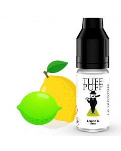 E-liquide Lemon & Lime TUFF PUFF 10ml, illustré avec un citron jaune et un citron vert, pour une vape acidulée et rafraîchissante.
