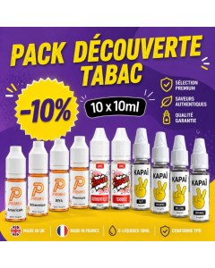 PACK DÉCOUVERTE 10 E LIQUIDES TABAC
