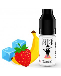 E-liquide Tuff Puff Strawberry & Banana Ice avec fraises, bananes et glaçons en illustration cartoon