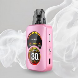 Cigarette électronique Voopoo Argus A avec double écran OLED et design compact, couleur rose.