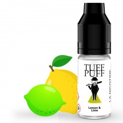 E-liquide Lemon & Lime TUFF PUFF 10ml, illustré avec un citron jaune et un citron vert, pour une vape acidulée et rafraîchissante.