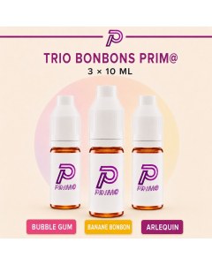 Trio Bonbons Prim@ avec 3 e-liquides saveur bonbon de 10 ml