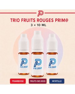 Trio Fruits Rouges Prim@ avec 3 e-liquides de 10 ml