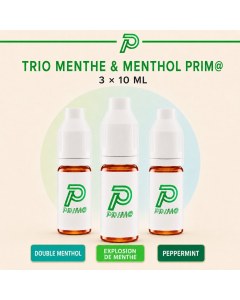 Trio Menthe et Menthol Prim@ avec 3 e-liquides frais de 10 ml
