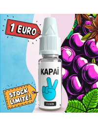 Flacon e-liquide Fusion affiche deux étiquettes: "1 Euro" et "Stock Limité!