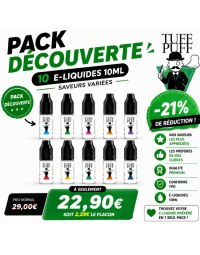 Pack découverte e-liquide Tuff Puff V1 pas cher 10x10ml, promotion -21%, e-liquides fabriqués au Royaume-Uni conforme TPD
