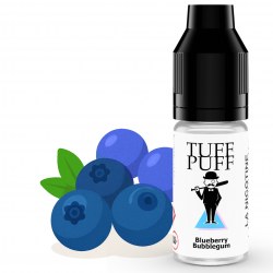 Blueberry Bubblegum e-liquide Tuff Puff au goût de myrtille sucrée et chewing-gum, flacon de 10ml illustré avec des myrtilles en style cartoon.