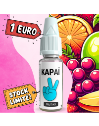 Flacon e-liquide Fruit Mix affiche deux étiquettes: "1 Euro" et "Stock Limité!"