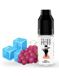 E-liquide Red Grape Ice TUFF PUFF 10ml, illustré avec une grappe de raisin rouge et des glaçons, pour une expérience fruitée et givrée au goût de raisin frais intense.