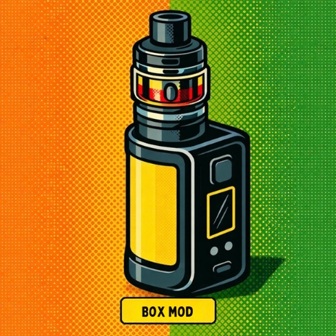 Illustration d&rsquo;une cigarette &eacute;lectronique de type box avec r&eacute;glages avanc&eacute;s
