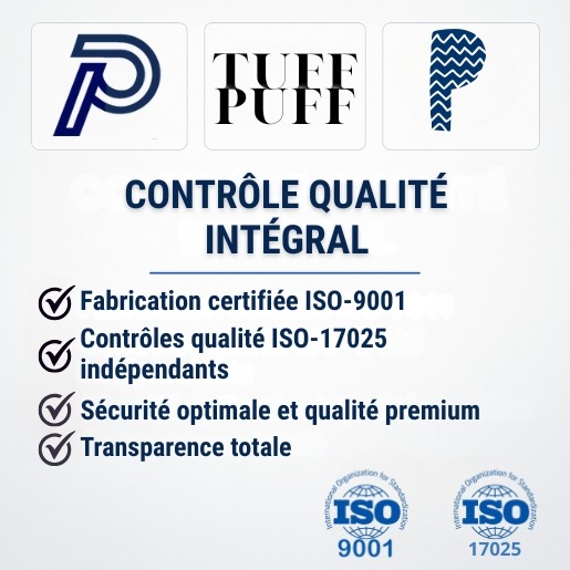 Contrôle qualité des e-liquides Big Prim@, TUFF PUFF et Prim@. Fabrication certifiée ISO-9001 avec tests qualité indépendants ISO-17025. Sécurité optimale, qualité premium et transparence totale.