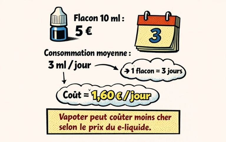calcul du co&ucirc;t quotidien d&rsquo;un e-liquide selon la consommation moyenne