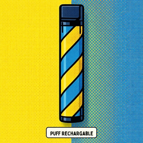 Illustration d&rsquo;une cigarette &eacute;lectronique de type puff rechargeable, &agrave; cartouche pr&eacute;remplie