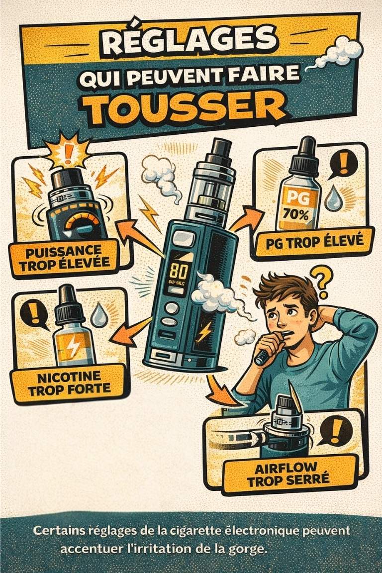 reglages cigarette electronique qui peuvent provoquer la toux