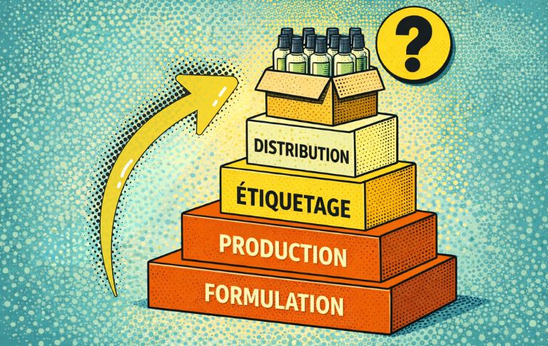 Schéma illustrant les étapes qui composent le prix d’un e-liquide, de la formulation à la distribution