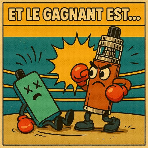 Victoire de la cigarette électronique sur la puff en style BD rétro